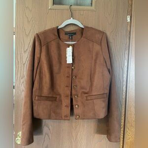 WHBM brown microfiber jacket, size 16 NWT